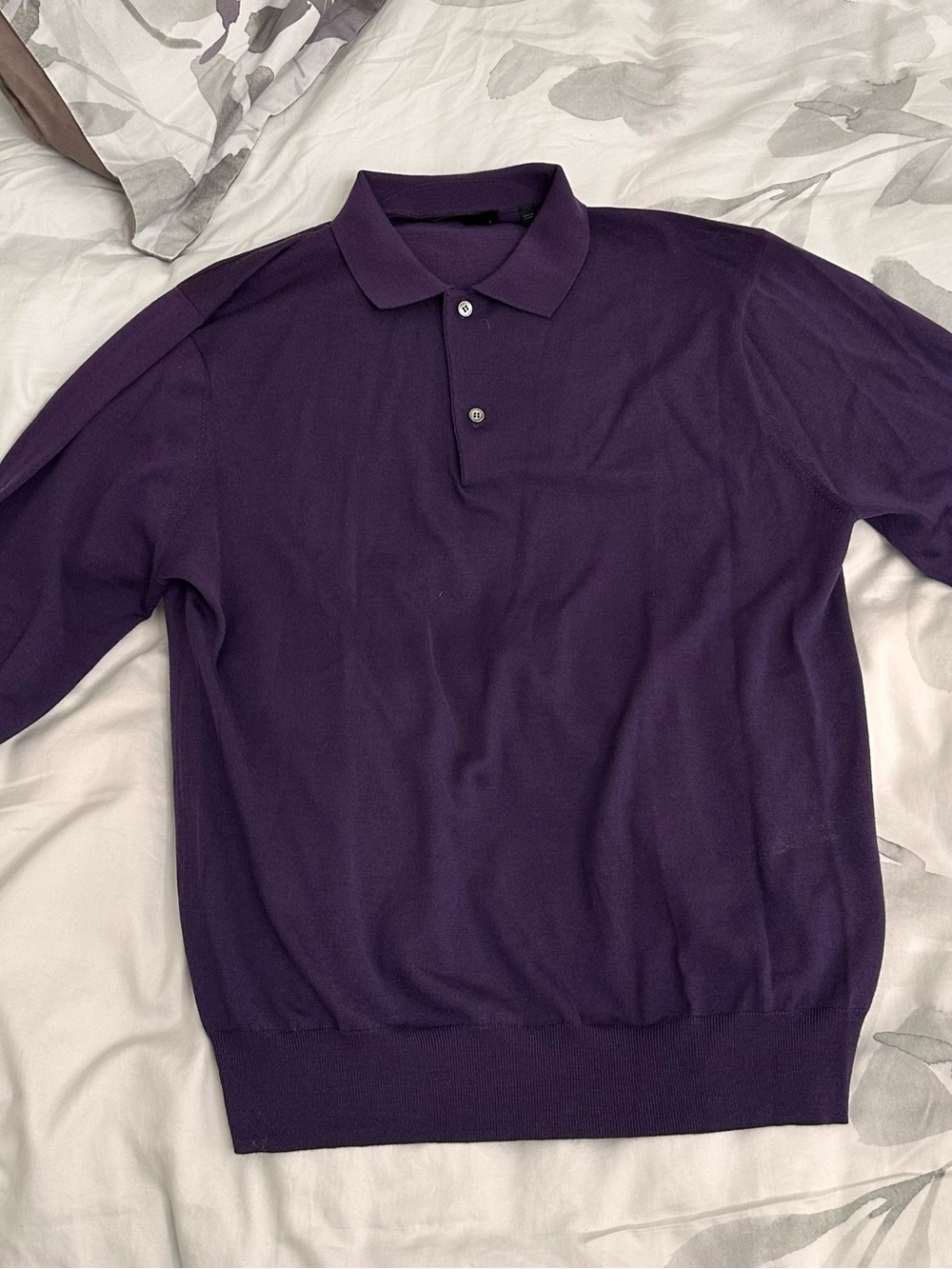 Greyson Clothiers Men’s Knit Sweater Polo L Purple Long Sleeve Fine Gauge